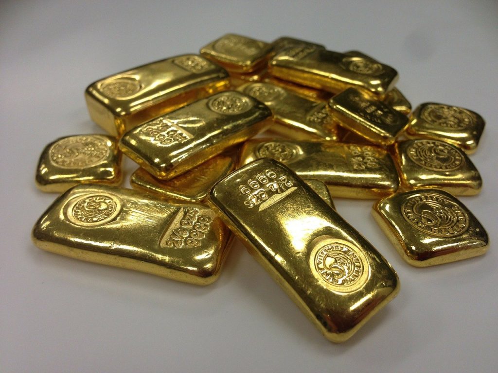 Stack of gold bullion bars 