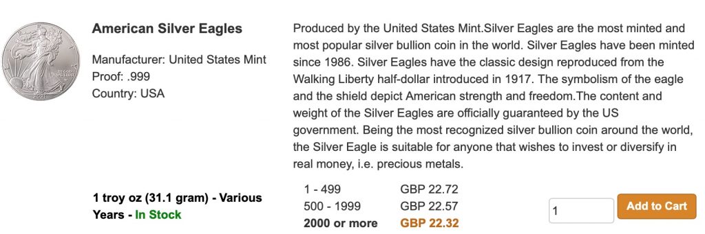 American Silver eagles to buy 