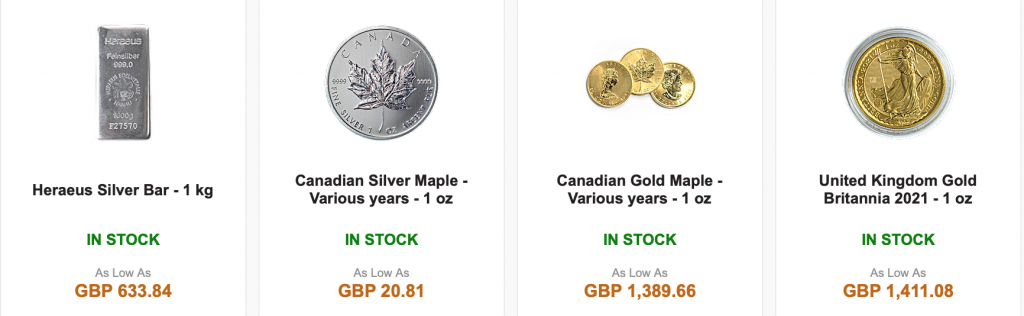 BullionStar Gold and Silver coins and bars 